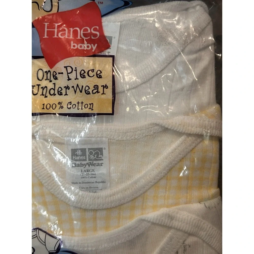 Vintage Hanes Baby One-piece Underwear L 21-23 Lbs Yellow Gingham Year 2000‎ Y2K